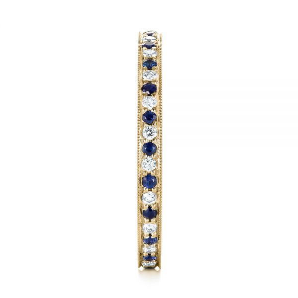 18k Yellow Gold 18k Yellow Gold Custom Eternity Blue Sapphire And Diamond Wedding Band - Side View -  103504