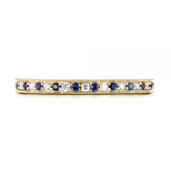 14k Yellow Gold 14k Yellow Gold Custom Eternity Blue Sapphire And Diamond Wedding Band - Top View -  103504