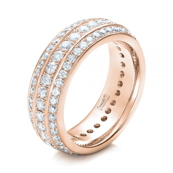 14k Rose Gold 14k Rose Gold Custom Eternity Diamond Wedding Band - Three-Quarter View - 102058