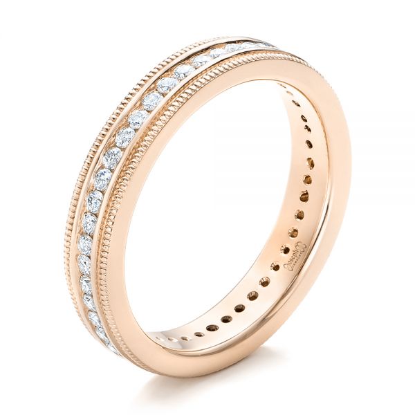 14k Rose Gold 14k Rose Gold Custom Eternity Diamond Wedding Band - Three-Quarter View -  102280