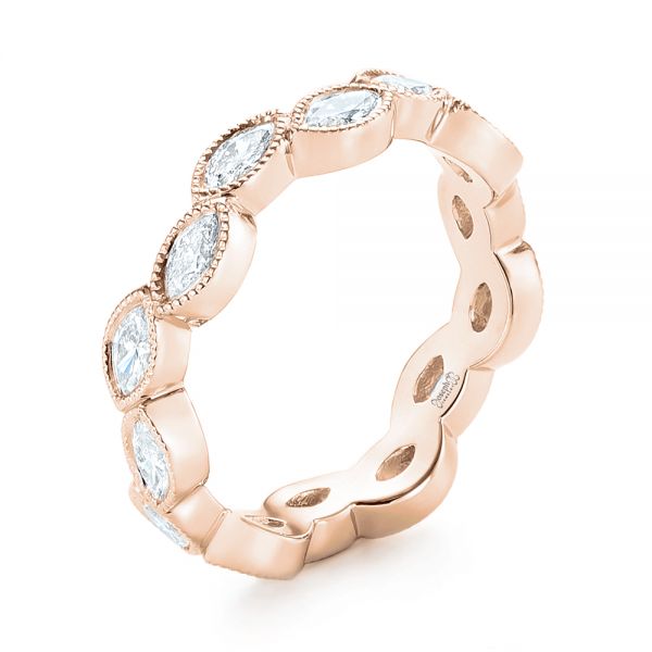 18k Rose Gold 18k Rose Gold Custom Eternity Diamond Wedding Band - Three-Quarter View - 103238