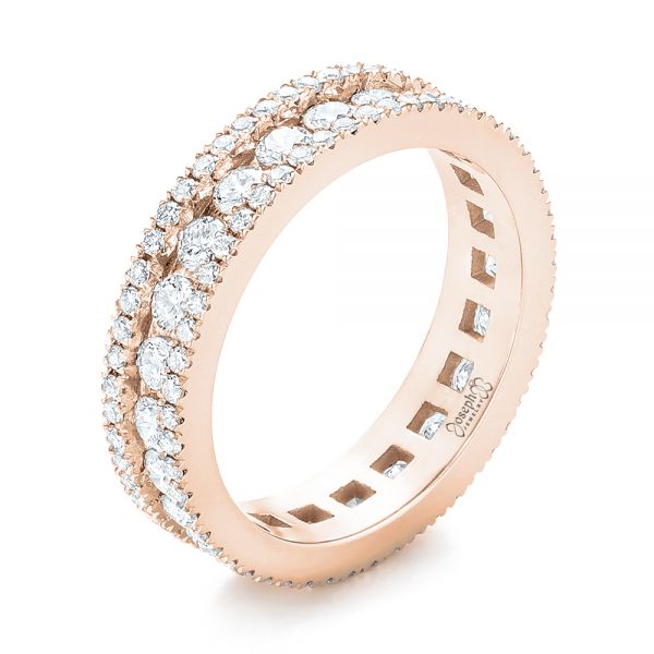 14k Rose Gold 14k Rose Gold Custom Eternity Diamond Wedding Band - Three-Quarter View -  103479