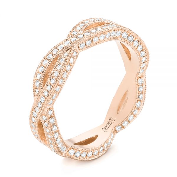 18k Rose Gold 18k Rose Gold Custom Eternity Diamond Wedding Band - Three-Quarter View -  103587