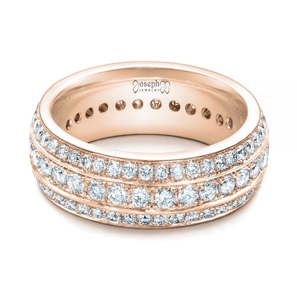 14k Rose Gold 14k Rose Gold Custom Eternity Diamond Wedding Band - Flat View - 102058