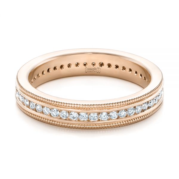 18k Rose Gold 18k Rose Gold Custom Eternity Diamond Wedding Band - Flat View -  102280