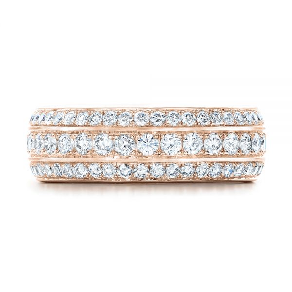 14k Rose Gold 14k Rose Gold Custom Eternity Diamond Wedding Band - Top View - 102058