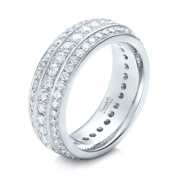  Platinum Custom Eternity Diamond Wedding Band - Three-Quarter View -  102058