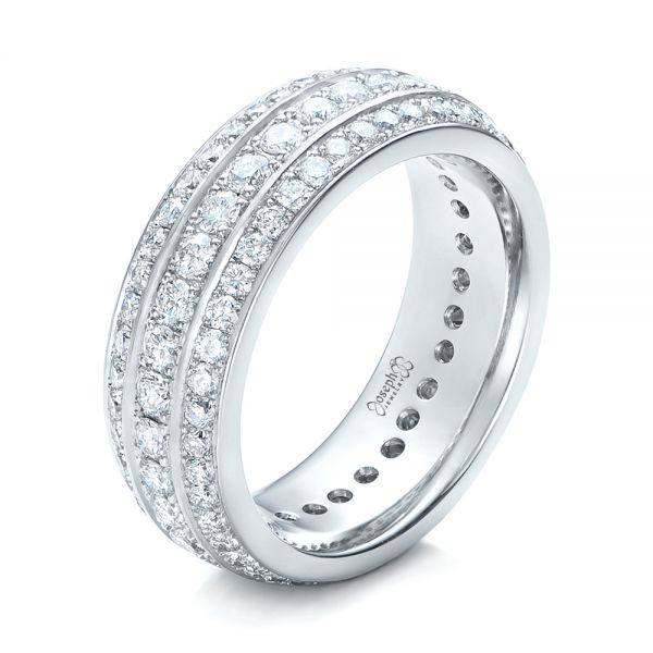 14k White Gold 14k White Gold Custom Eternity Diamond Wedding Band - Three-Quarter View -  102058