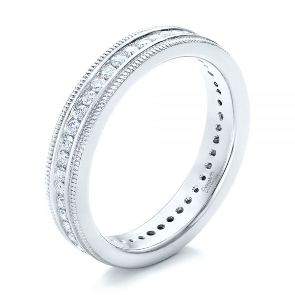 18k White Gold 18k White Gold Custom Eternity Diamond Wedding Band - Three-Quarter View - 102280