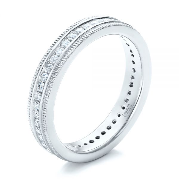 14k White Gold 14k White Gold Custom Eternity Diamond Wedding Band - Three-Quarter View -  102280