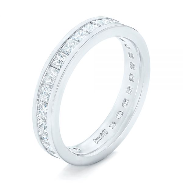  Platinum Custom Eternity Diamond Wedding Band - Three-Quarter View -  102734