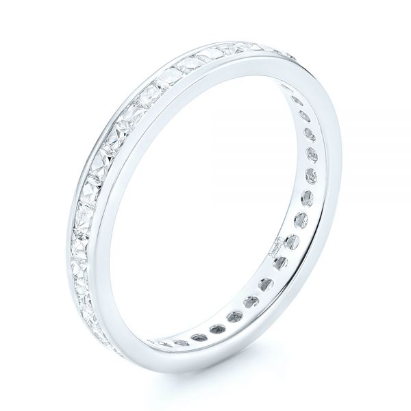 14k White Gold 14k White Gold Custom Eternity Diamond Wedding Band - Three-Quarter View -  102997