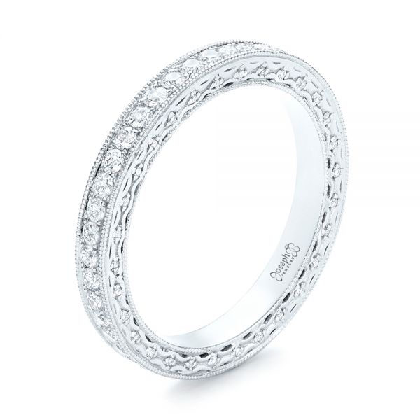 18k White Gold Custom Eternity Diamond Wedding Band - Three-Quarter View -  103304