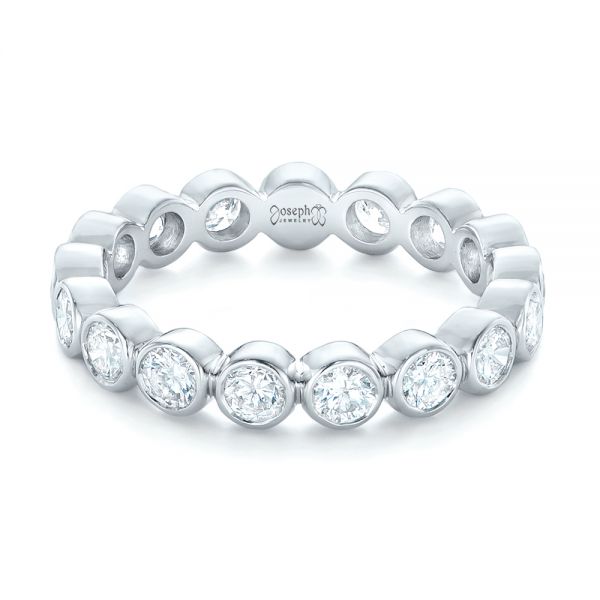 14k White Gold Custom Eternity Diamond Wedding Band - Flat View - 102791