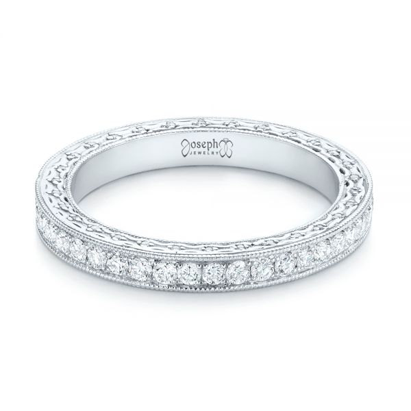 18k White Gold Custom Eternity Diamond Wedding Band - Flat View - 103304