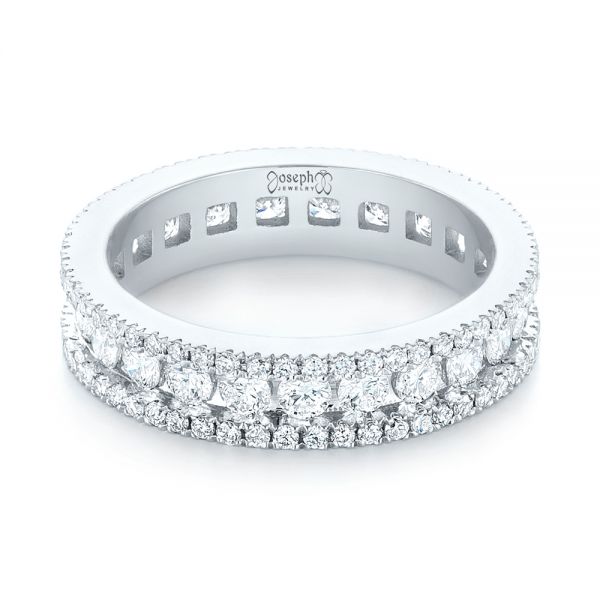 14k White Gold Custom Eternity Diamond Wedding Band - Flat View -  103479