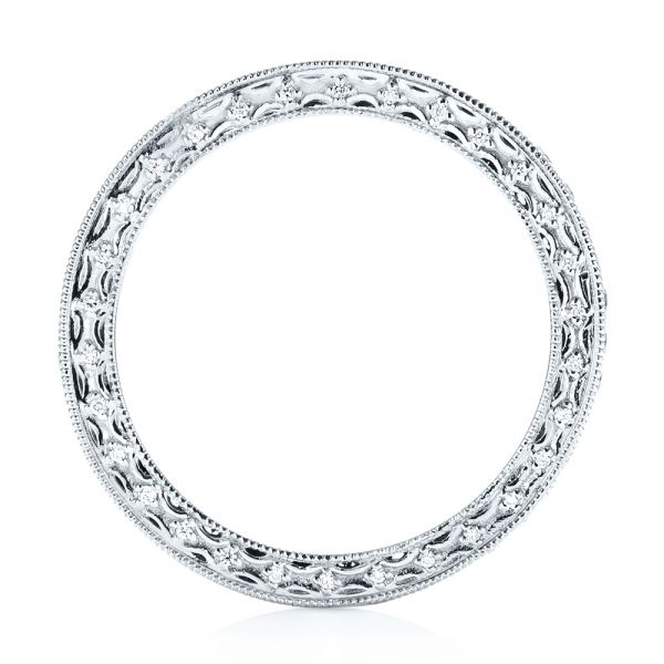 18k White Gold Custom Eternity Diamond Wedding Band - Front View -  103304