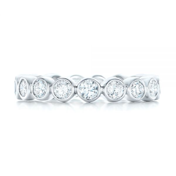 14k White Gold Custom Eternity Diamond Wedding Band - Top View - 102791