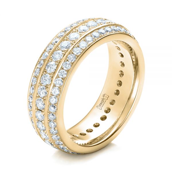 14k Yellow Gold 14k Yellow Gold Custom Eternity Diamond Wedding Band - Three-Quarter View -  102058