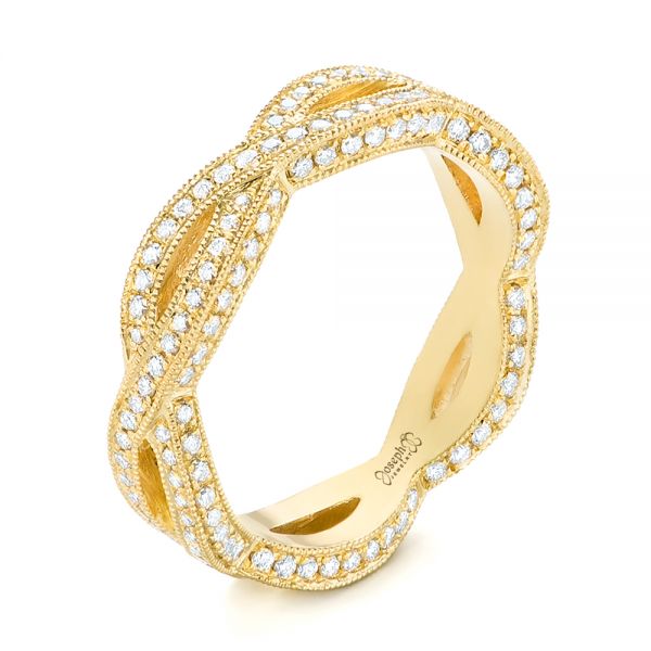 18k Yellow Gold Custom Eternity Diamond Wedding Band - Three-Quarter View -  103587