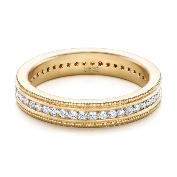 14k Yellow Gold Custom Eternity Diamond Wedding Band - Flat View -  102280