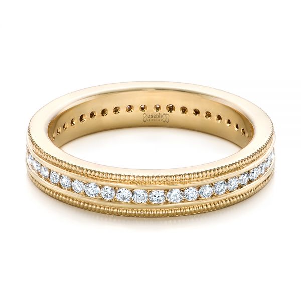 18k Yellow Gold 18k Yellow Gold Custom Eternity Diamond Wedding Band - Flat View -  102280