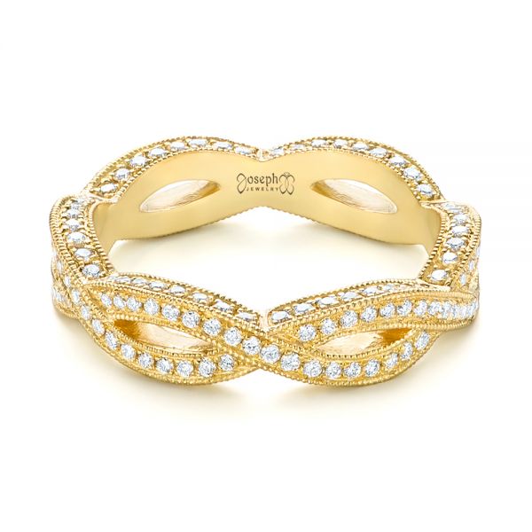 18k Yellow Gold Custom Eternity Diamond Wedding Band - Flat View -  103587
