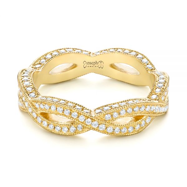 18k Yellow Gold Custom Eternity Diamond Wedding Band - Flat View - 103587