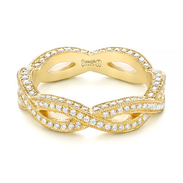 14k Yellow Gold 14k Yellow Gold Custom Eternity Diamond Wedding Band - Flat View -  103587