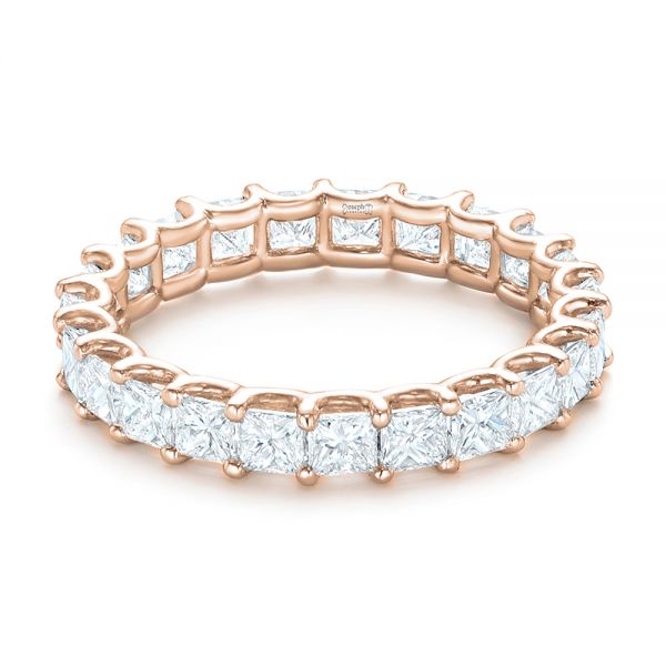 18k Rose Gold 18k Rose Gold Custom Eternity Princess Cut Diamond Wedding Band - Flat View - 102447