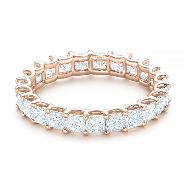 14k Rose Gold 14k Rose Gold Custom Eternity Princess Cut Diamond Wedding Band - Flat View -  102447