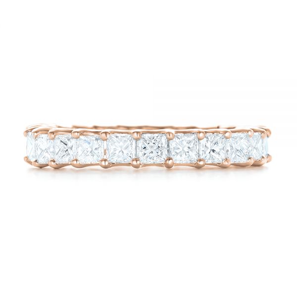 18k Rose Gold 18k Rose Gold Custom Eternity Princess Cut Diamond Wedding Band - Top View - 102447