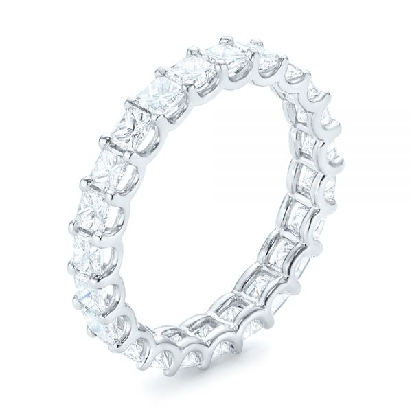  Platinum Custom Eternity Princess Cut Diamond Wedding Band - Three-Quarter View -  102447