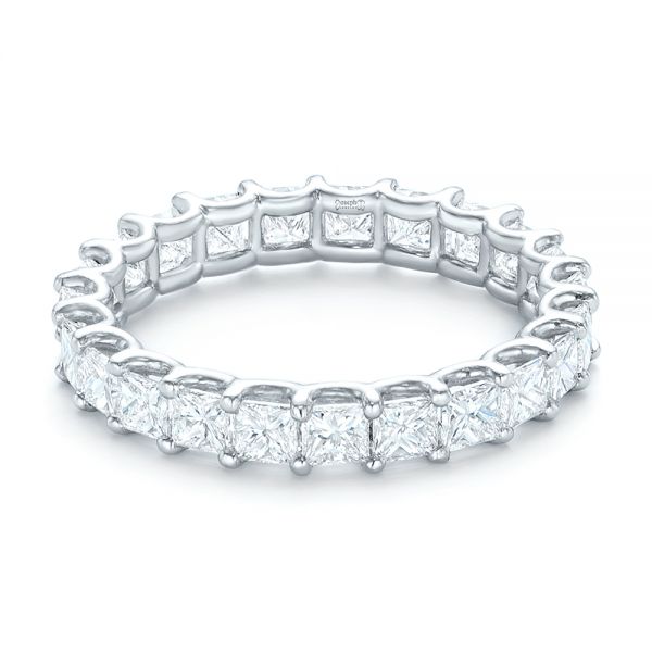 18k White Gold 18k White Gold Custom Eternity Princess Cut Diamond Wedding Band - Flat View -  102447