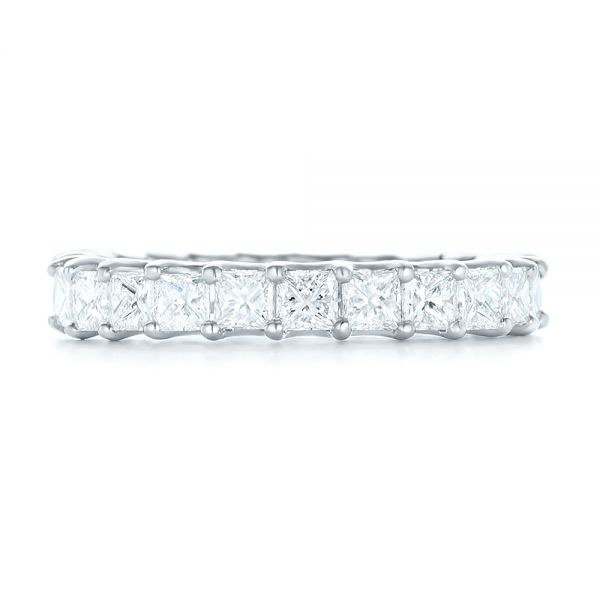 18k White Gold 18k White Gold Custom Eternity Princess Cut Diamond Wedding Band - Top View -  102447