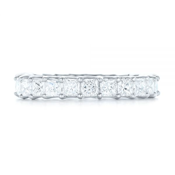 14k White Gold 14k White Gold Custom Eternity Princess Cut Diamond Wedding Band - Top View -  102447