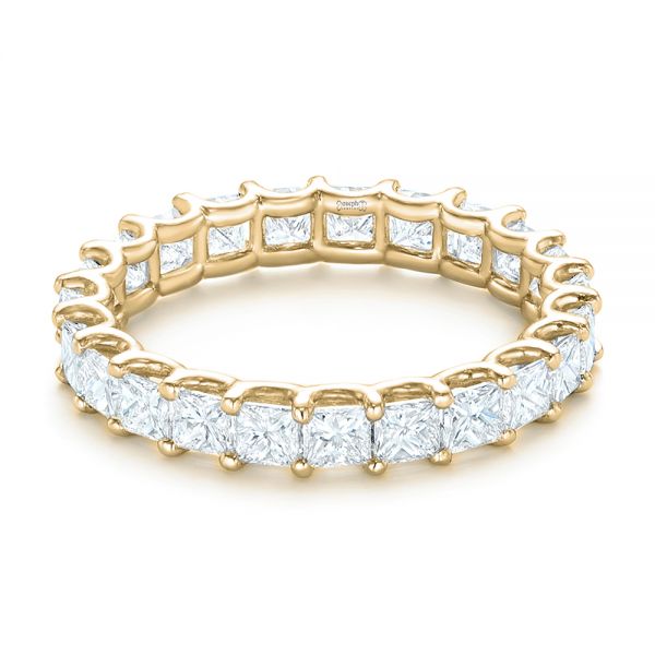 18k Yellow Gold 18k Yellow Gold Custom Eternity Princess Cut Diamond Wedding Band - Flat View -  102447