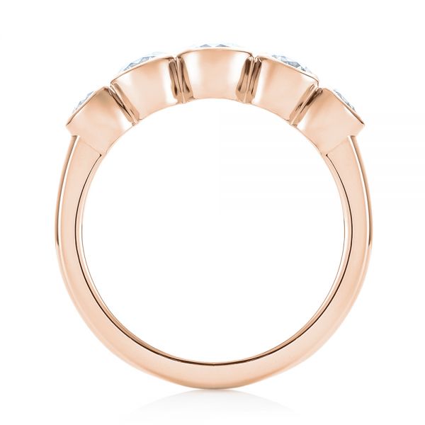 14k Rose Gold 14k Rose Gold Custom Five Stone Diamond Anniversary Band - Front View -  104828