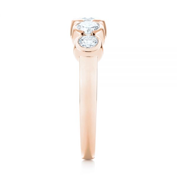 14k Rose Gold 14k Rose Gold Custom Five Stone Diamond Anniversary Band - Side View -  104828