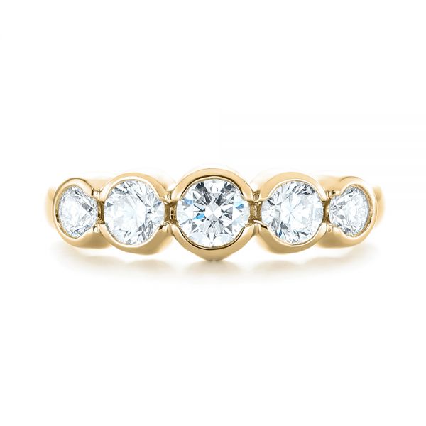 18k Yellow Gold 18k Yellow Gold Custom Five Stone Diamond Anniversary Band - Top View -  104828