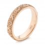 18k Rose Gold 18k Rose Gold Custom Floral Engraved Wedding Band - Three-Quarter View -  104206 - Thumbnail