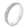 Platinum Platinum Custom Floral Engraved Wedding Band - Three-Quarter View -  104206 - Thumbnail