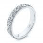 18k White Gold 18k White Gold Custom Floral Engraved Wedding Band - Three-Quarter View -  104206 - Thumbnail