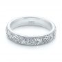 14k White Gold 14k White Gold Custom Floral Engraved Wedding Band - Flat View -  104206 - Thumbnail