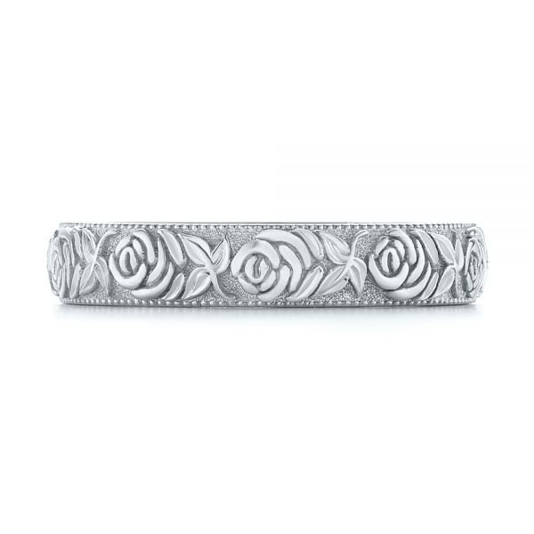  Platinum Platinum Custom Floral Engraved Wedding Band - Top View -  104206