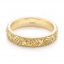 18k Yellow Gold 18k Yellow Gold Custom Floral Engraved Wedding Band - Flat View -  104206 - Thumbnail