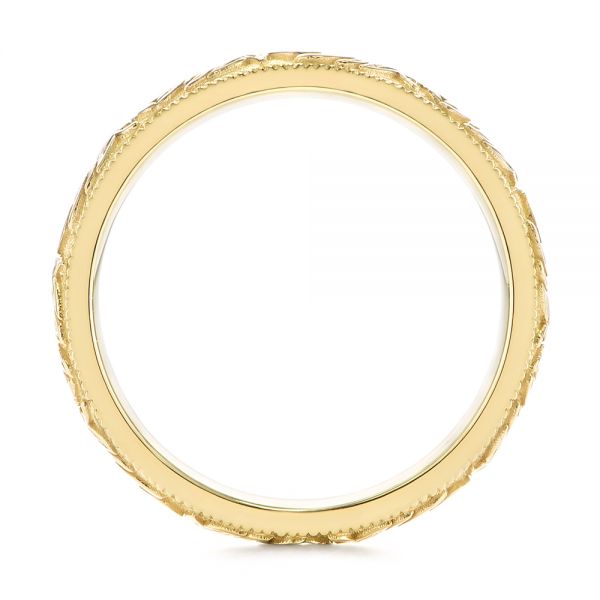 14k Yellow Gold Custom Floral Engraved Wedding Band - Front View - 104206