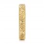 14k Yellow Gold Custom Floral Engraved Wedding Band - Side View -  104206 - Thumbnail