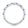  Platinum Custom Hand Engraved Blue Sapphire And Diamond Wedding Band - Front View -  104796 - Thumbnail
