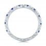 14k White Gold 14k White Gold Custom Hand Engraved Blue Sapphire And Diamond Wedding Band - Front View -  104796 - Thumbnail